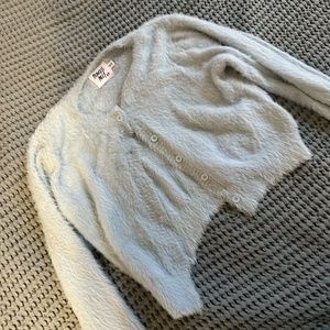 Fuzzy Blue Cropped Cardigan
